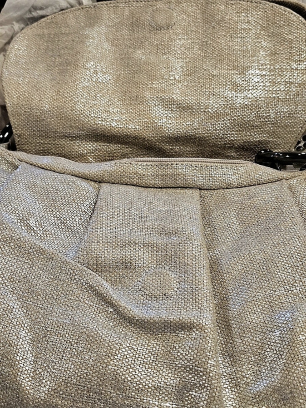 Franco Sarto Vintage Tan Canvas Shoulder Bag Studs Key Chain - Picture 12 of 12